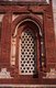 India: A jali or latticed stone screen in the Alai Darwaza (Alai Gate, built 1311 CE) next to the Qutb Minar, Delhi